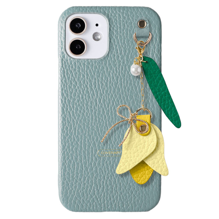 Genuine leather 32 colors Italian shrink leather tulip charm back case Google Pixel series