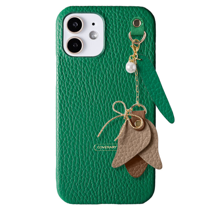 Genuine leather 32 colors Italian shrink leather tulip charm back case Google Pixel series