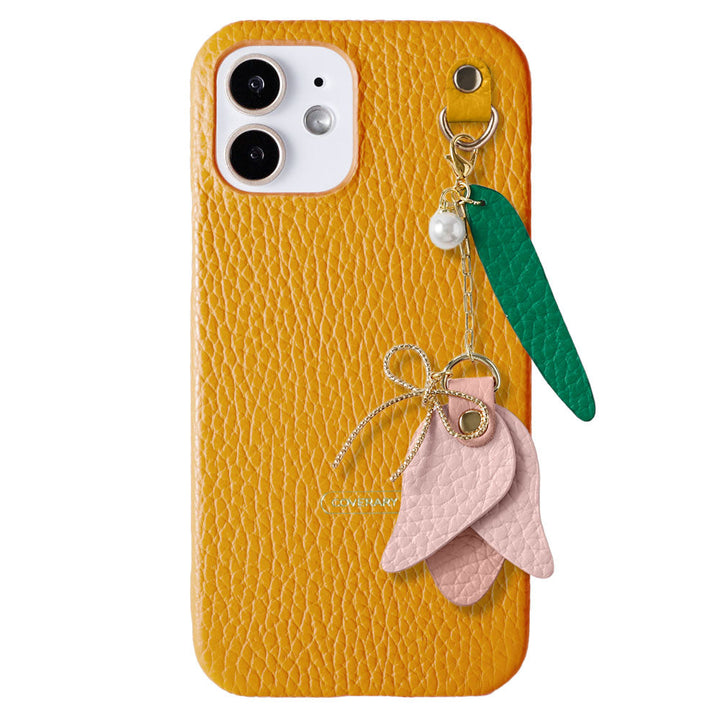 Genuine leather 32 colors Italian shrink leather tulip charm back case AQUOS series