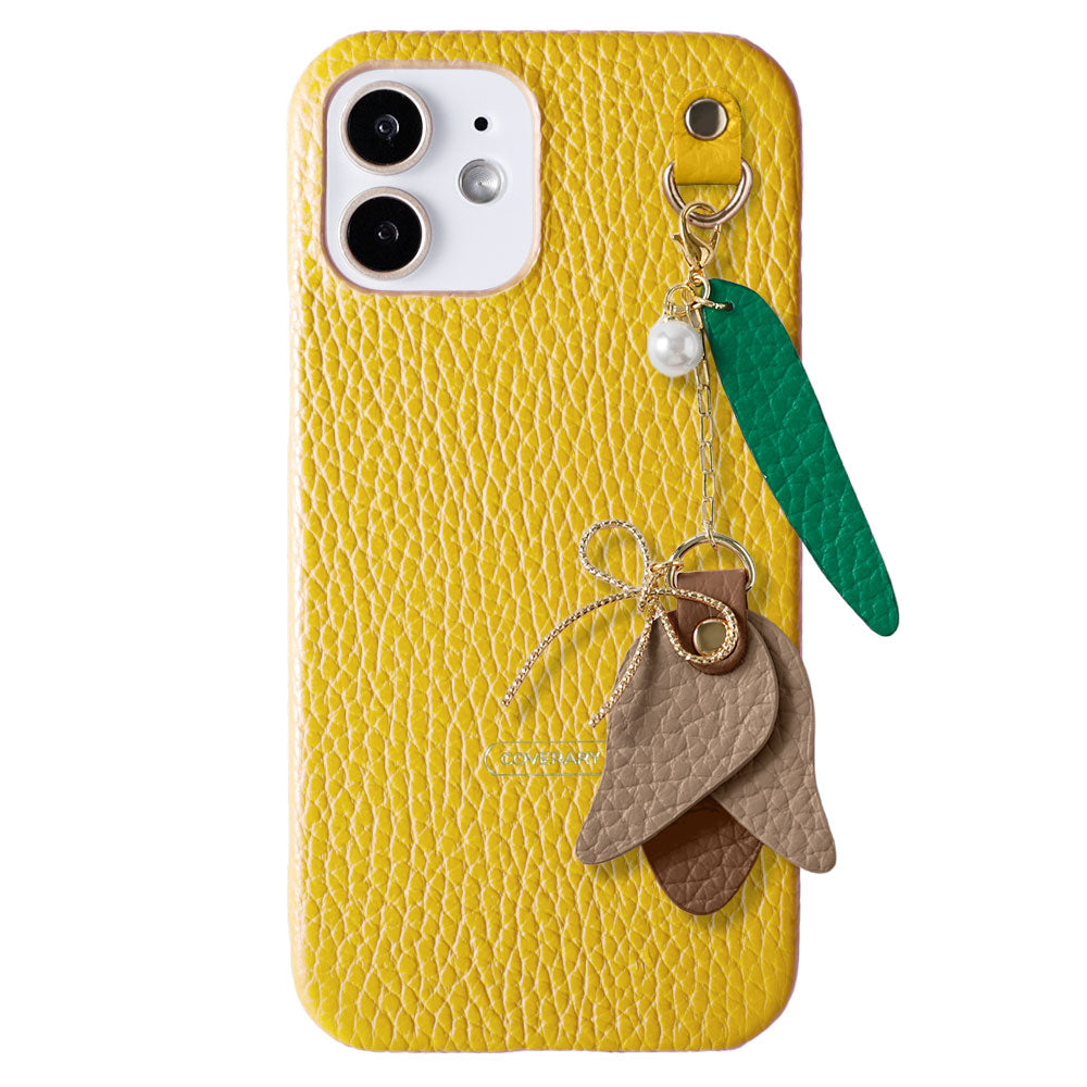 Genuine leather 32 colors Italian shrink leather tulip charm back case AQUOS series