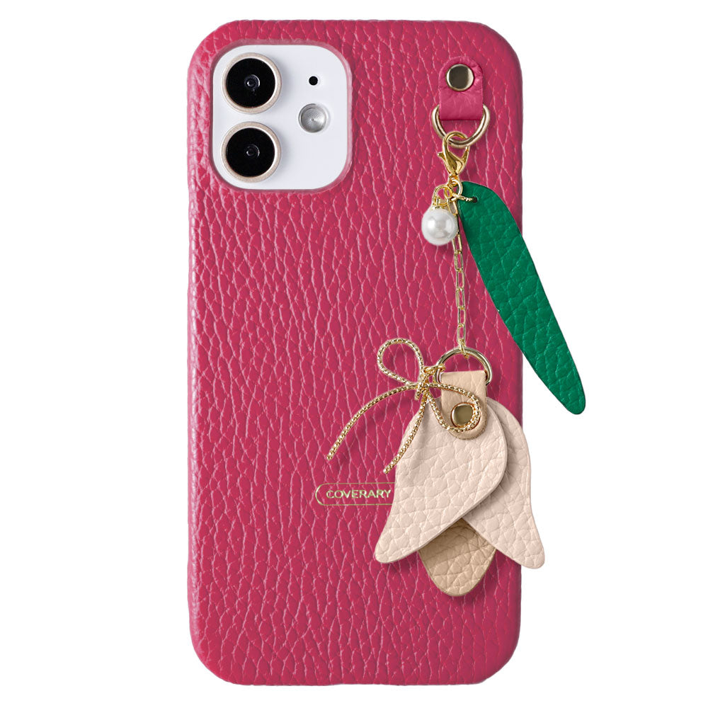 Genuine leather 32 colors Italian shrink leather tulip charm back case Google Pixel series