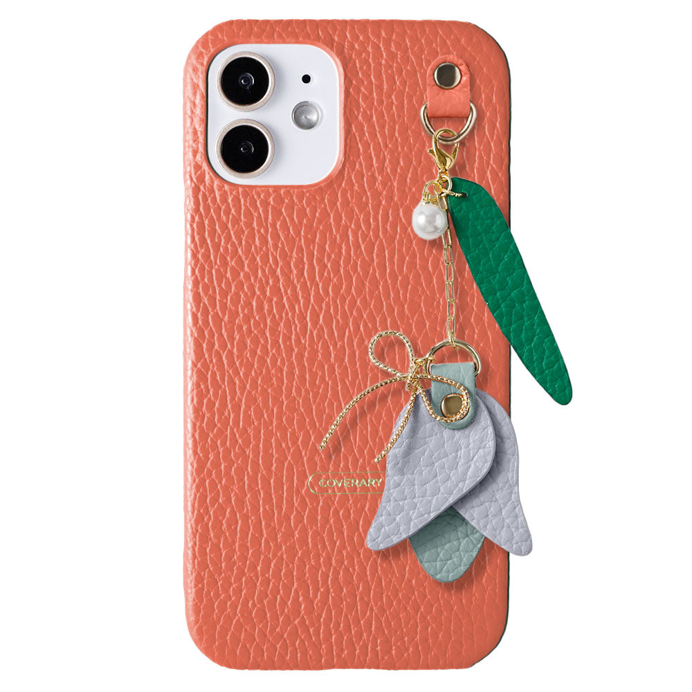 Genuine leather 32 colors Italian shrink leather tulip charm back case Google Pixel series