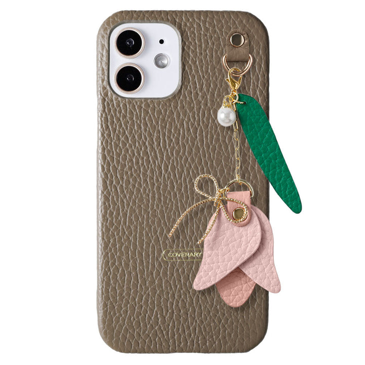 Genuine leather 32 colors Italian shrink leather tulip charm back case Google Pixel series