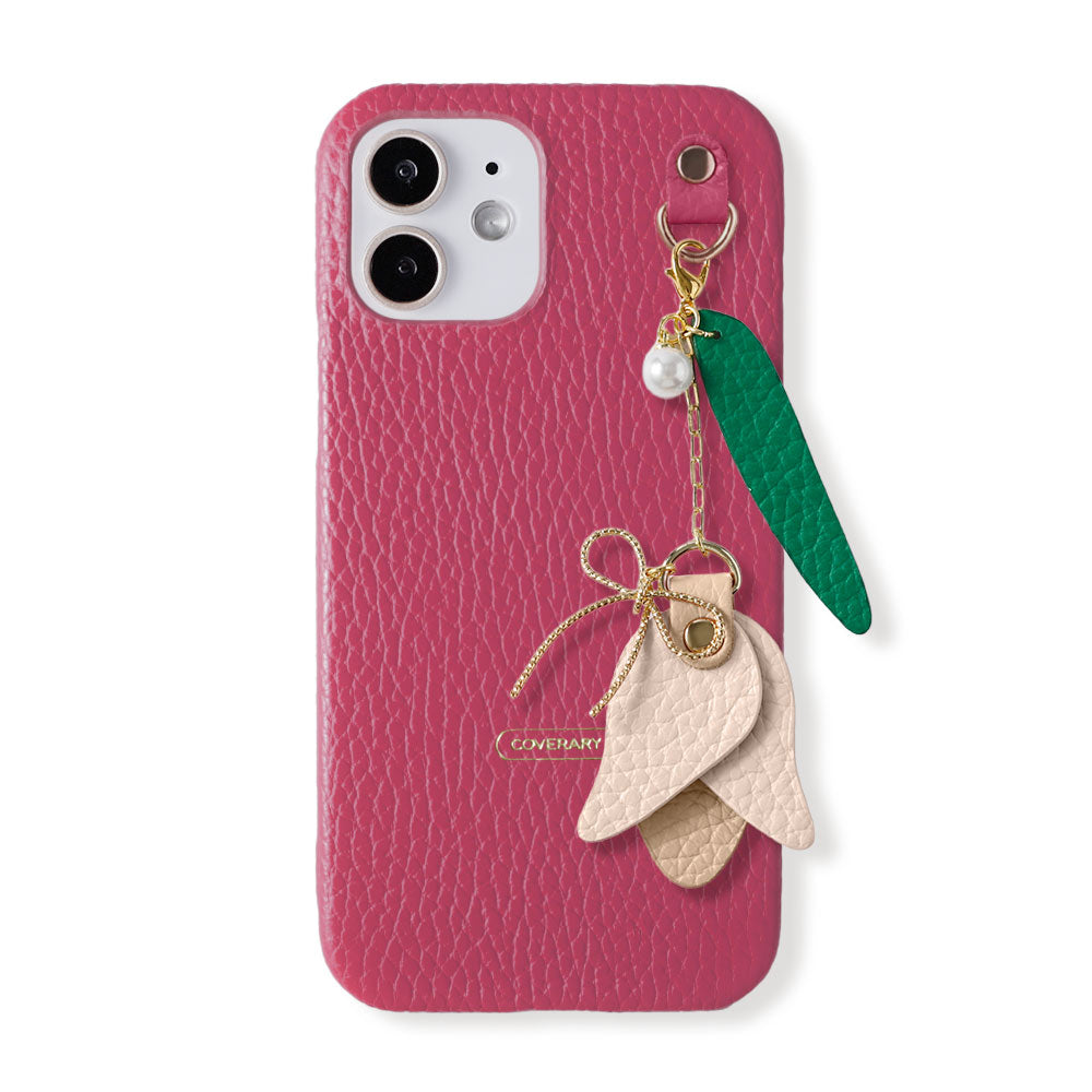 Genuine leather 32 colors Italian shrink leather tulip charm back case Google Pixel series