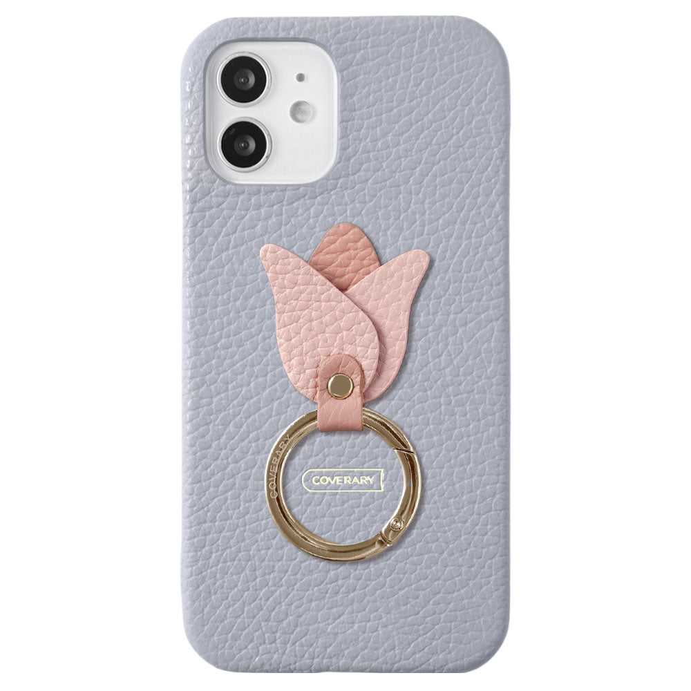 Genuine leather 32 colors Italian shrink leather tulip smartphone ring attached back case AQUOS series