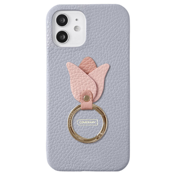 Genuine leather 32 colors Italian shrink leather tulip smartphone ring attached back case AQUOS series