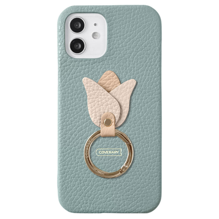 Genuine leather 32 colors Italian shrink leather tulip smartphone ring attached back case AQUOS series
