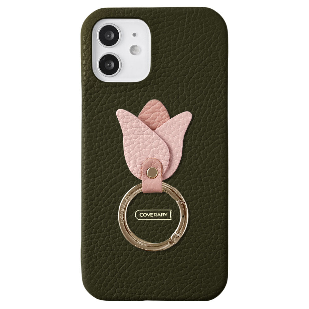 Genuine leather 32 colors Italian shrink leather tulip smartphone ring attached back case Google Pixel series