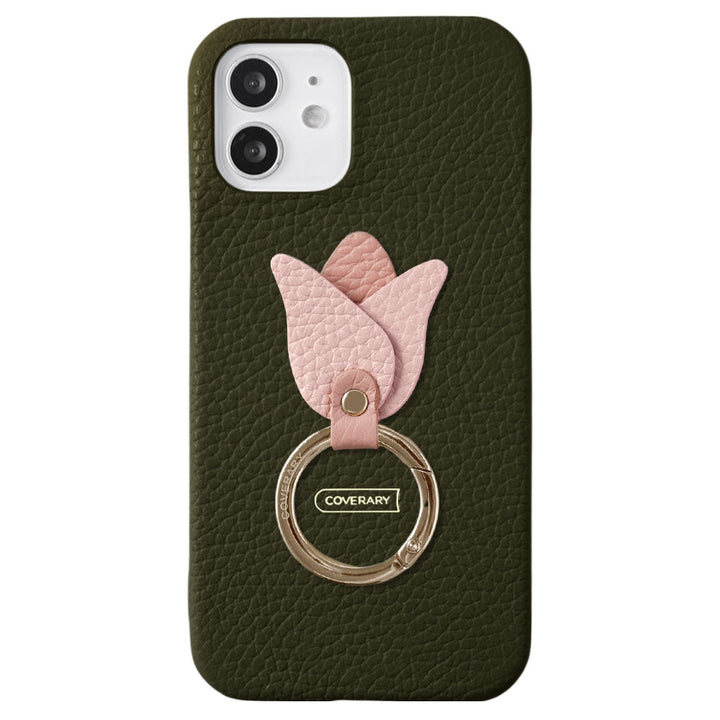 Genuine leather 32 colors Italian shrink leather tulip smartphone ring attached back case Google Pixel series