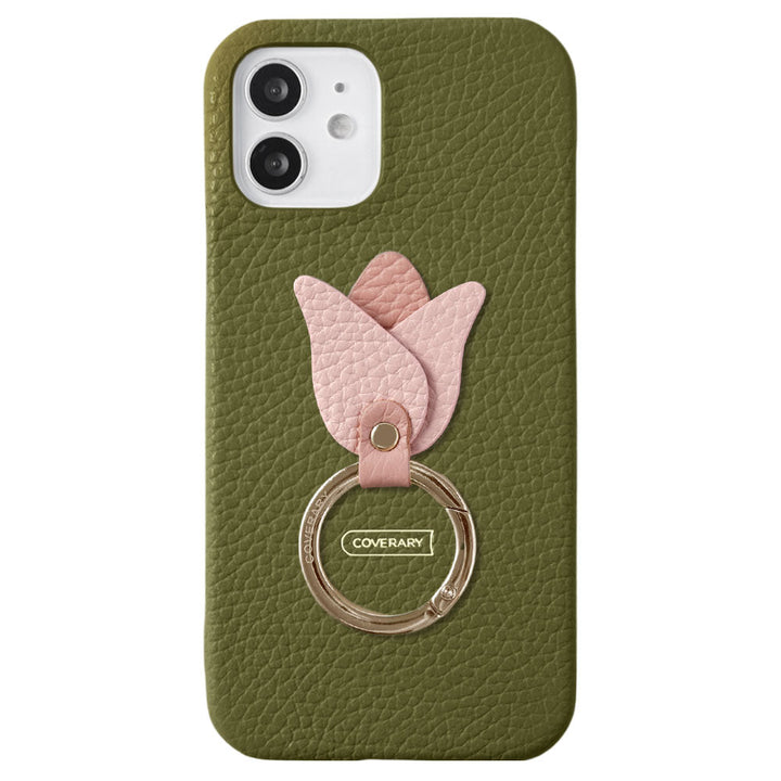 Genuine leather 32 colors Italian shrink leather tulip smartphone ring attached back case AQUOS series