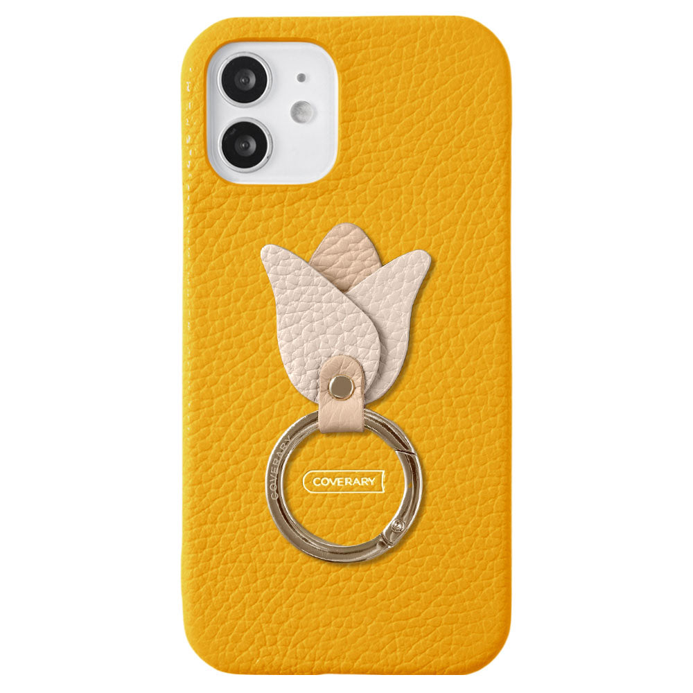 Genuine leather 32 colors Italian shrink leather tulip smartphone ring attached back case Google Pixel series