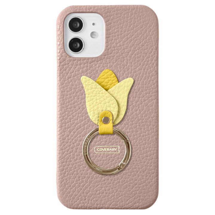 Genuine leather 32 colors Italian shrink leather tulip smartphone ring attached back case Google Pixel series