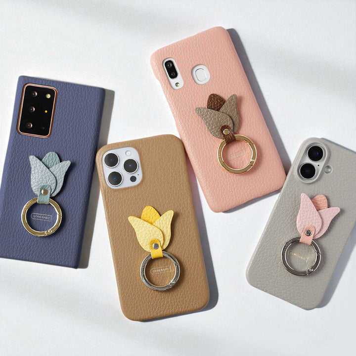 Genuine leather 32 colors Italian shrink leather tulip smartphone ring attached back case Google Pixel series