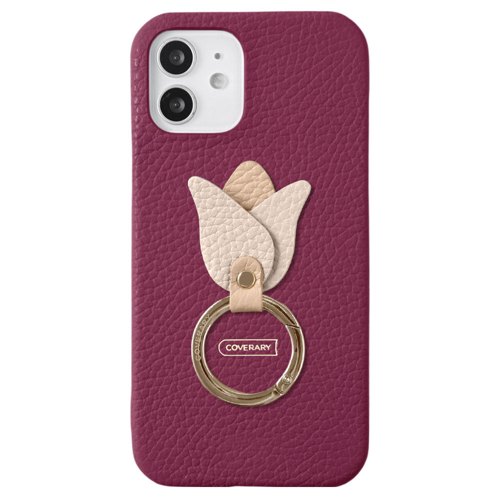 Genuine leather 32 colors Italian shrink leather tulip smartphone ring attached back case Google Pixel series