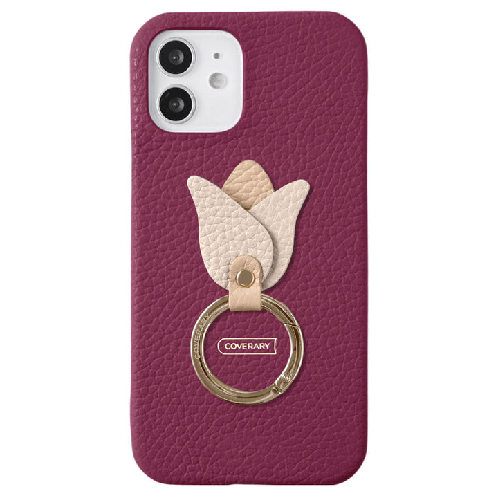 Genuine leather 32 colors Italian shrink leather tulip smartphone ring attached back case Google Pixel series