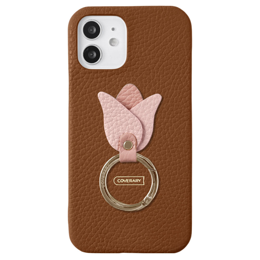 Genuine leather 32 colors Italian shrink leather tulip smartphone ring attached back case Google Pixel series