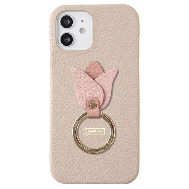 Genuine leather 32 colors Italian shrink leather tulip smartphone ring attached back case AQUOS series