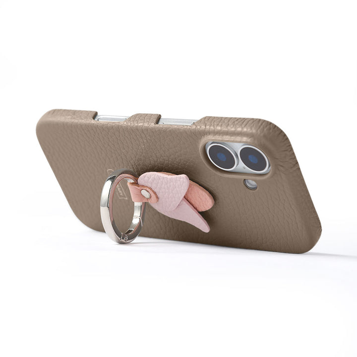 Genuine leather 32 colors Italian shrink leather tulip smartphone ring attached back case