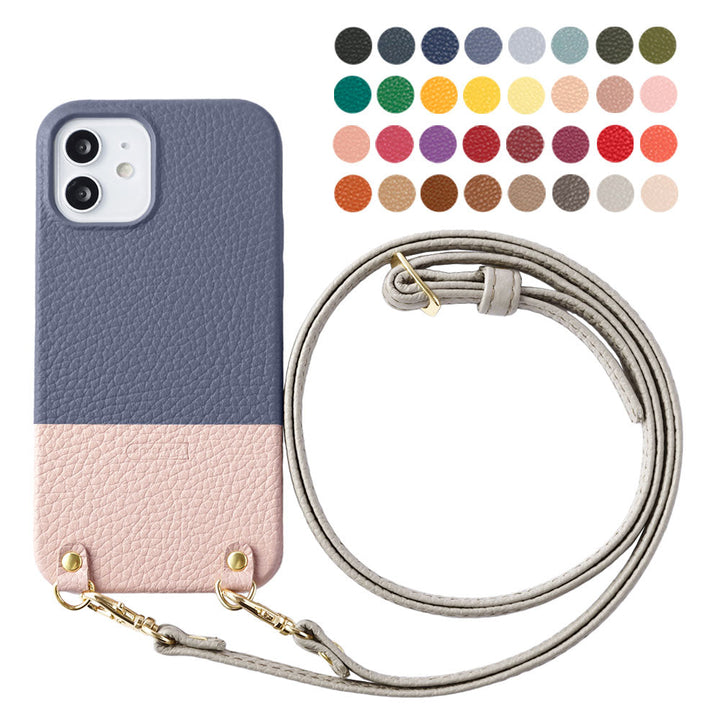 Cuir véritable 32 couleurs Cuir italien grainé Bicolore au choix Avec bandoulière Étui arrière Série Xperia