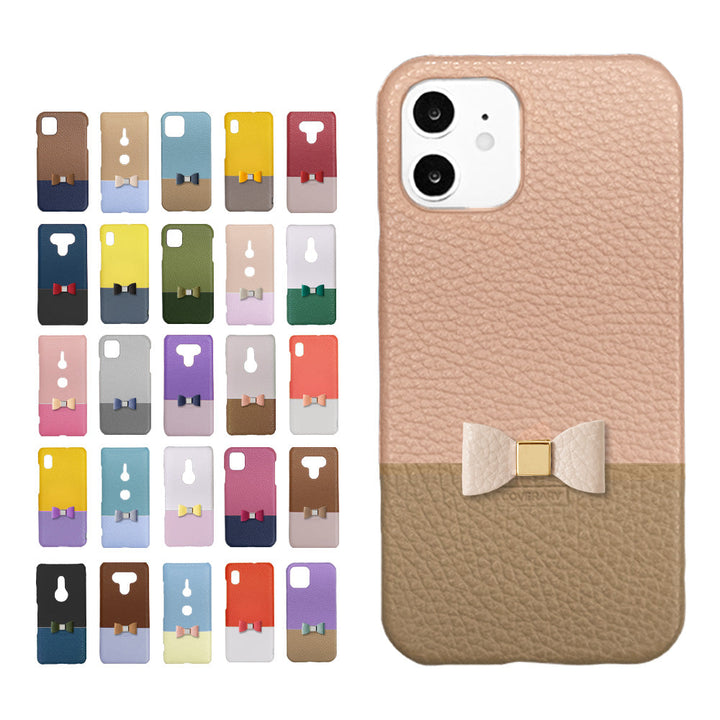 Cuir véritable 32 couleurs Cuir italien grainé Bicolore au choix Décoration nœud unique Coque arrière Série Google Pixel