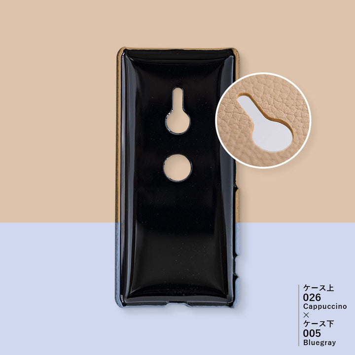 Genuine leather 32 colors Italian shrink leather selectable bicolor one-point ribbon decoration back case AQUOS series