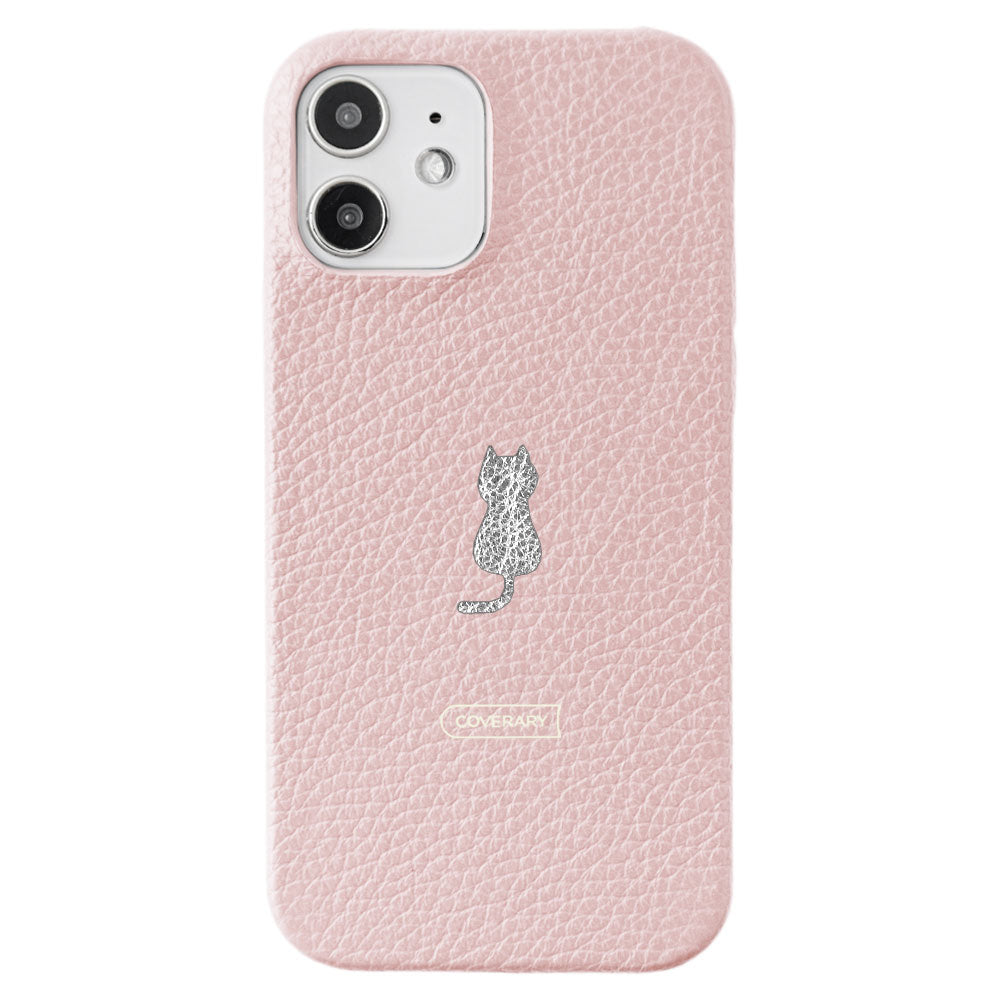 本革 32色 イタリアンシュリンクレザー ワンポイントデザイン 背面ケース iPhoneシリーズ