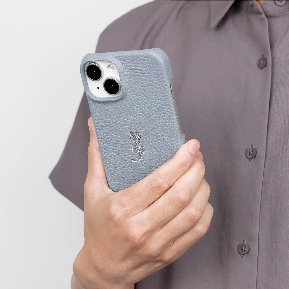 本革 32色 イタリアンシュリンクレザー ワンポイントデザイン 背面ケース iPhoneシリーズ