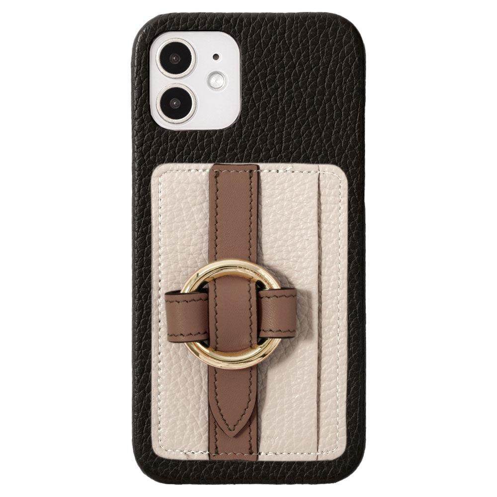 Genuine leather 32 colors Italian shrink leather card storage with ring buckle belt back case AQUOS series