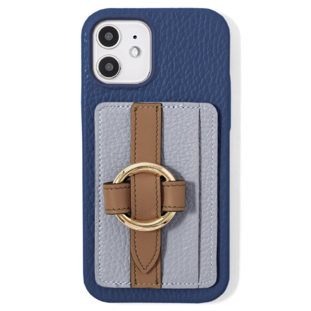本革 32色 イタリアンシュリンクレザー カード収納 リングバックルベルト付き 背面ケース iPhoneシリーズ