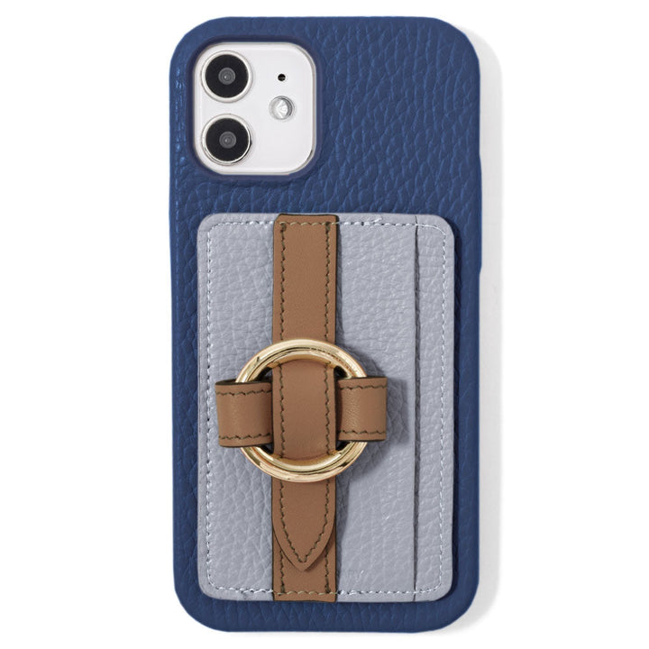 本革 32色 イタリアンシュリンクレザー カード収納 リングバックルベルト付き 背面ケース iPhoneシリーズ
