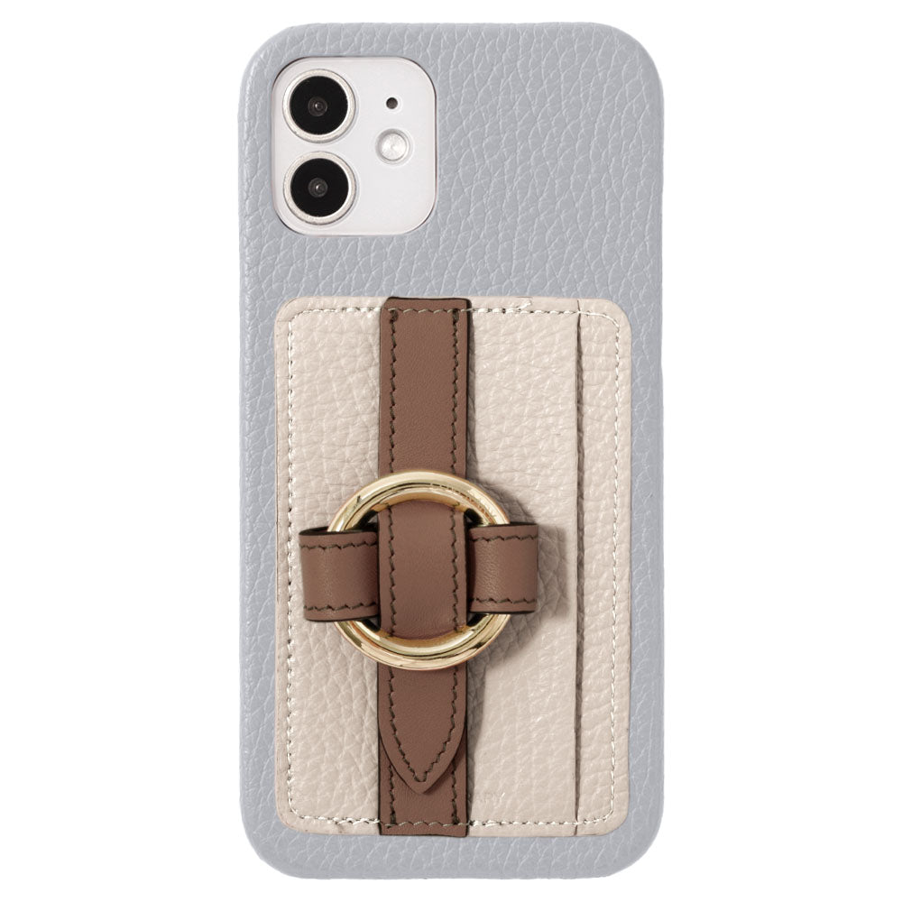 Genuine leather 32 colors Italian shrink leather card storage with ring buckle belt back case AQUOS series