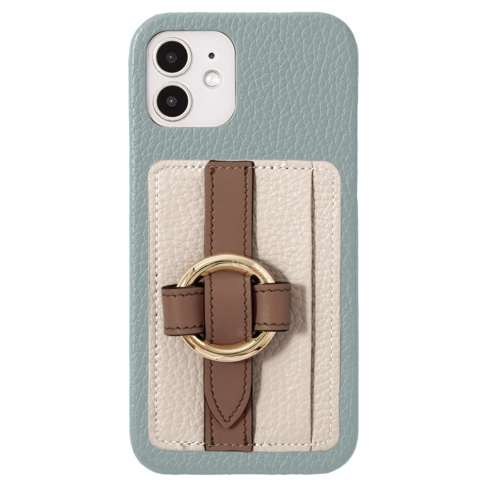 Genuine leather 32 colors Italian shrink leather card storage with ring buckle belt back case AQUOS series