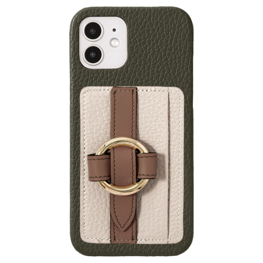 Genuine leather 32 colors Italian shrink leather card storage with ring buckle belt back case AQUOS series