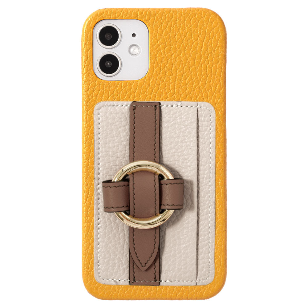 Genuine leather 32 colors Italian shrink leather card storage with ring buckle belt back case AQUOS series