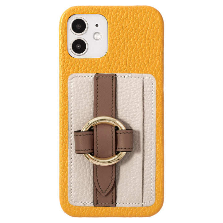 Genuine leather 32 colors Italian shrink leather card storage with ring buckle belt back case AQUOS series