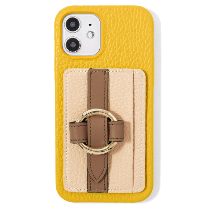 本革 32色 イタリアンシュリンクレザー カード収納 リングバックルベルト付き 背面ケース iPhoneシリーズ