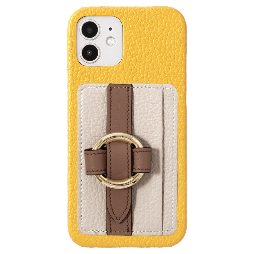 Genuine leather 32 colors Italian shrink leather card storage with ring buckle belt back case AQUOS series