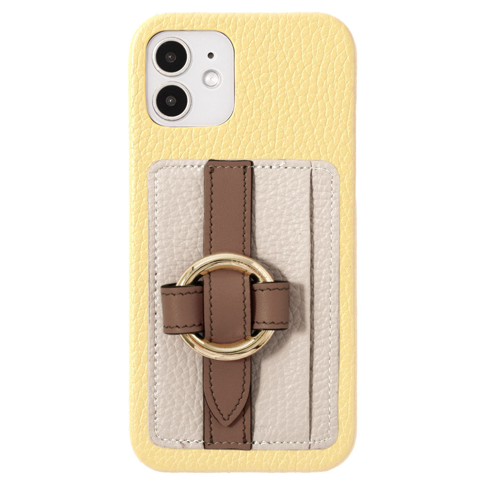 Genuine leather 32 colors Italian shrink leather card storage with ring buckle belt back case AQUOS series