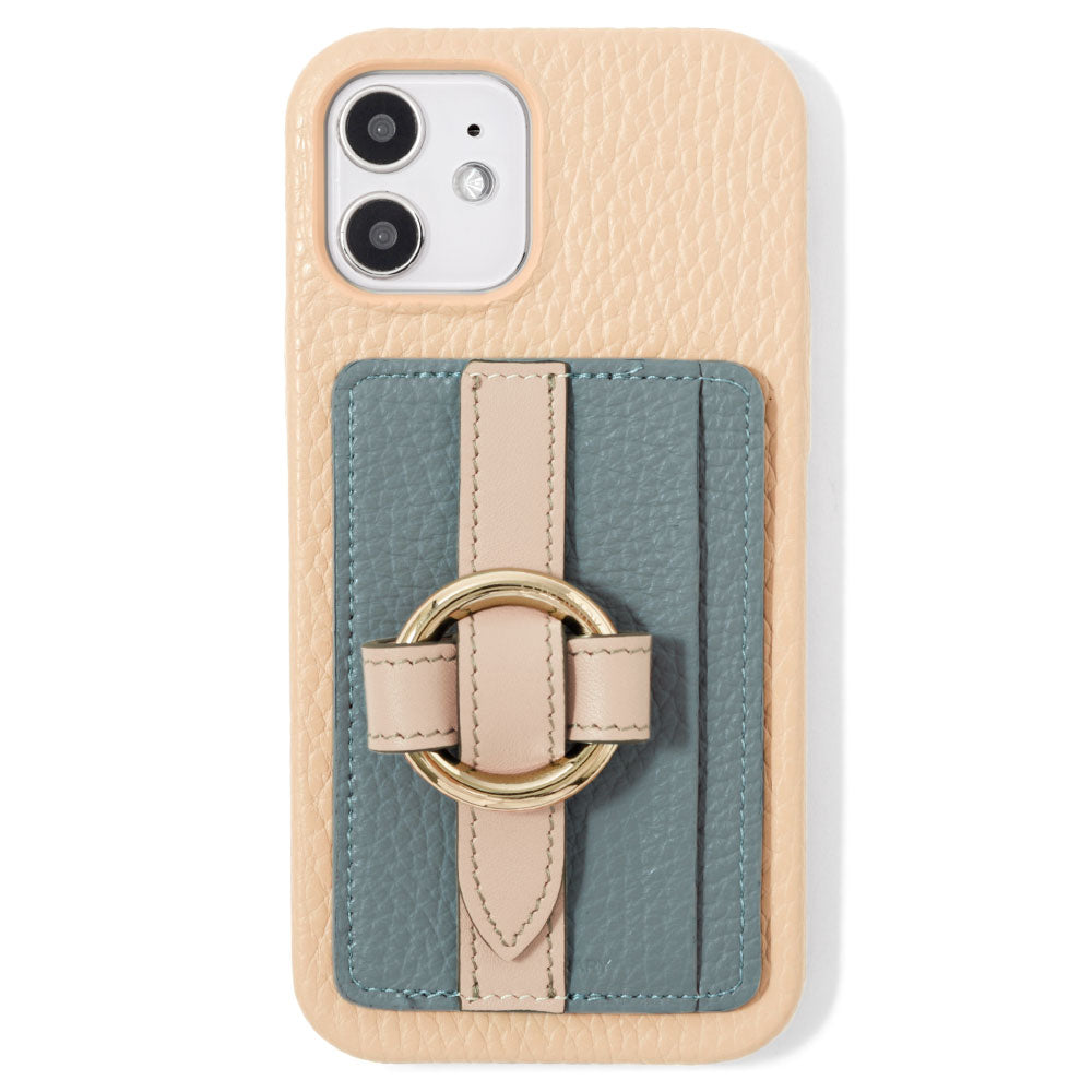 本革 32色 イタリアンシュリンクレザー カード収納 リングバックルベルト付き 背面ケース iPhoneシリーズ