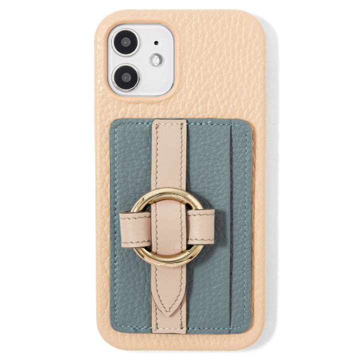 本革 32色 イタリアンシュリンクレザー カード収納 リングバックルベルト付き 背面ケース iPhoneシリーズ