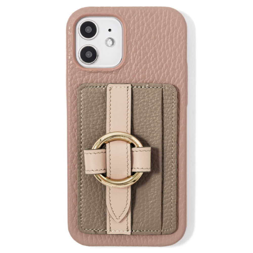 本革 32色 イタリアンシュリンクレザー カード収納 リングバックルベルト付き 背面ケース iPhoneシリーズ