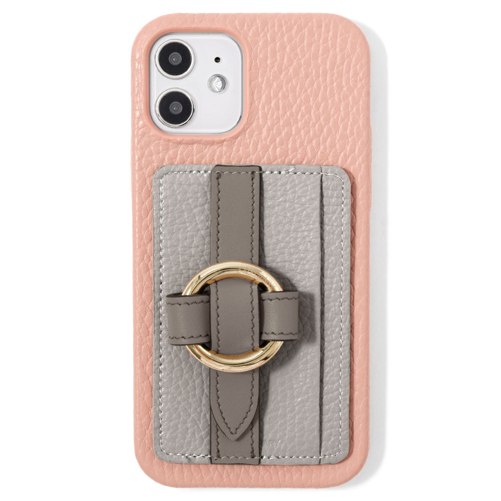 本革 32色 イタリアンシュリンクレザー カード収納 リングバックルベルト付き 背面ケース iPhoneシリーズ