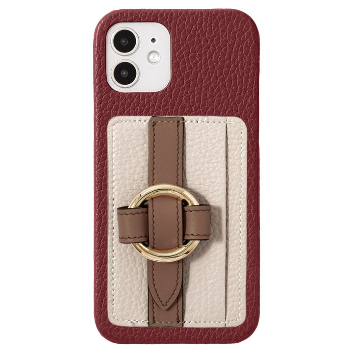 Genuine leather 32 colors Italian shrink leather card storage with ring buckle belt back case AQUOS series