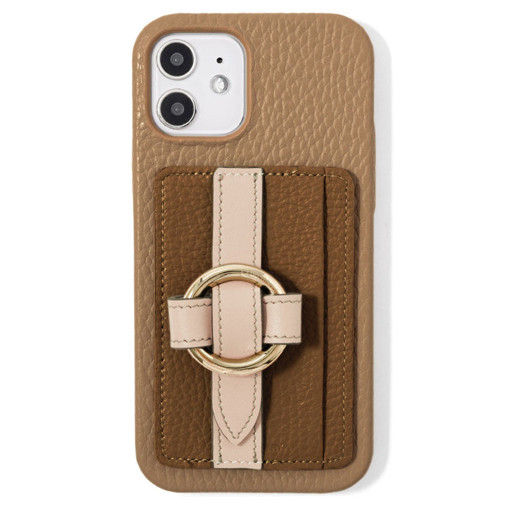 本革 32色 イタリアンシュリンクレザー カード収納 リングバックルベルト付き 背面ケース iPhoneシリーズ