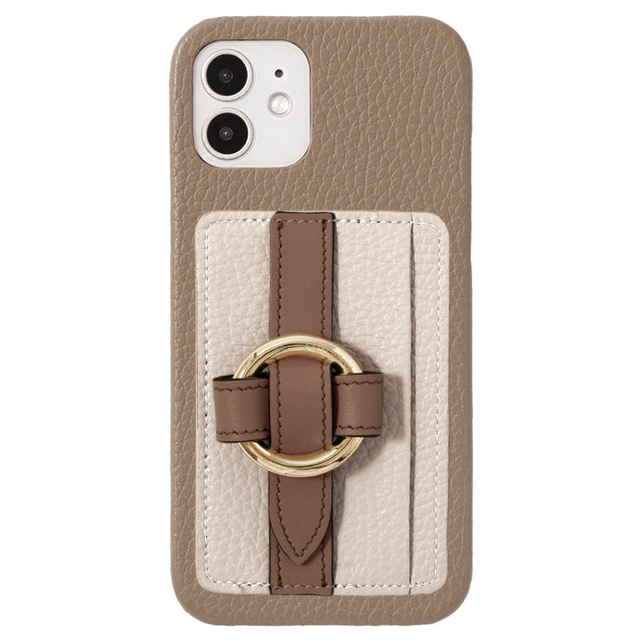 Genuine leather 32 colors Italian shrink leather card storage with ring buckle belt back case AQUOS series