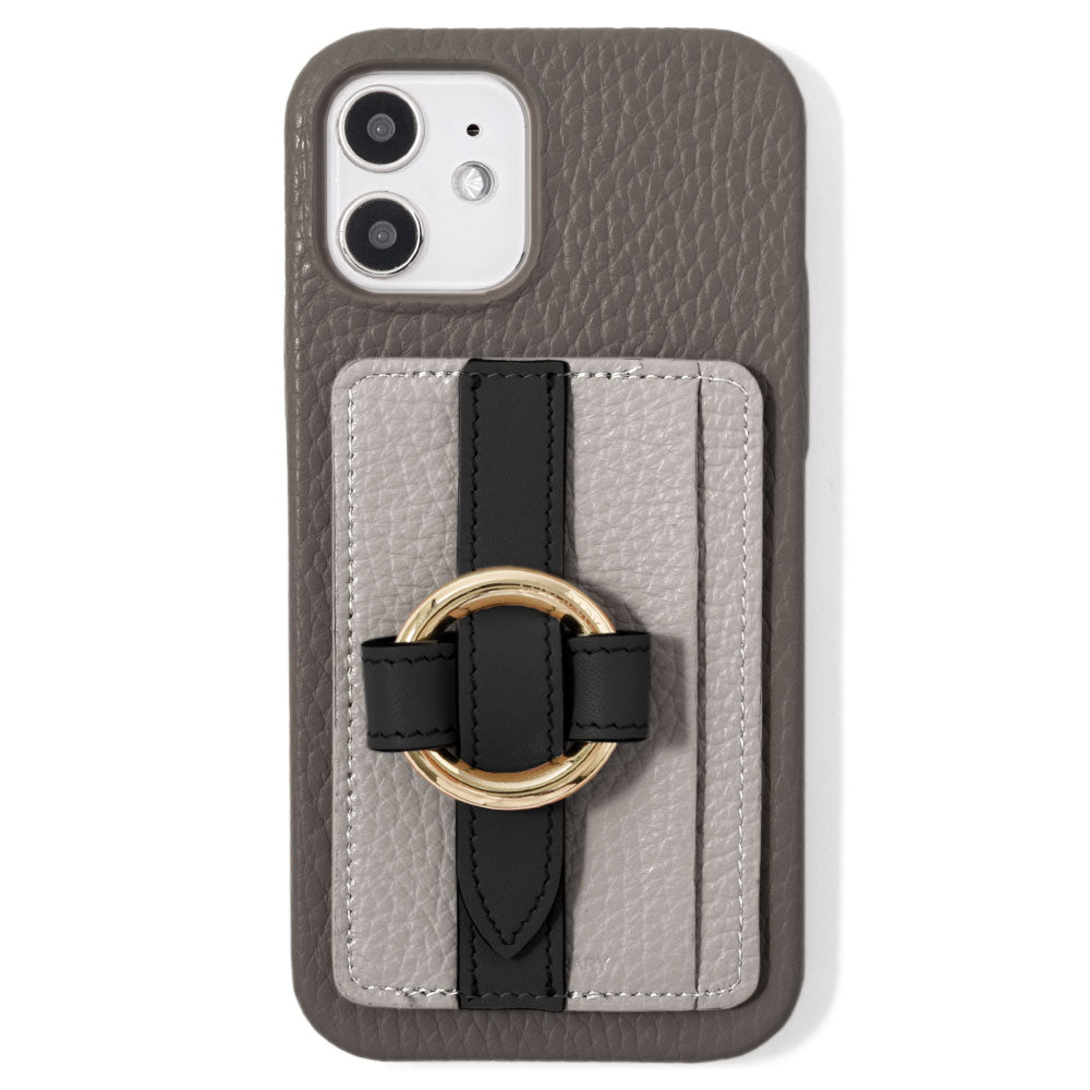 本革 32色 イタリアンシュリンクレザー カード収納 リングバックルベルト付き 背面ケース iPhoneシリーズ