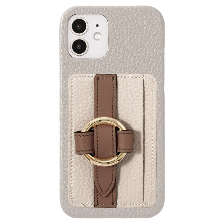 Genuine leather 32 colors Italian shrink leather card storage with ring buckle belt back case AQUOS series