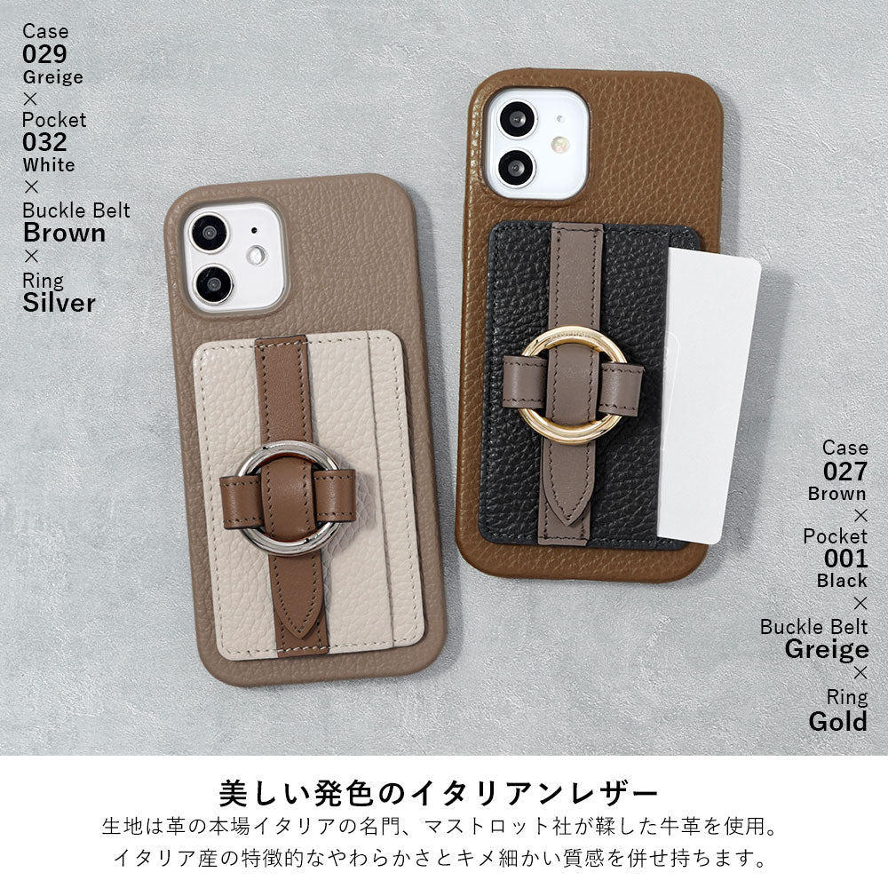 Genuine leather 32 colors Italian shrink leather card storage with ring buckle belt back case for Google Pixel series