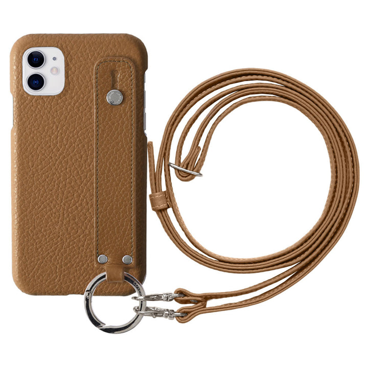 Genuine leather 32 colors Italian shrink leather with hand belt & shoulder strap back case for iPhone series