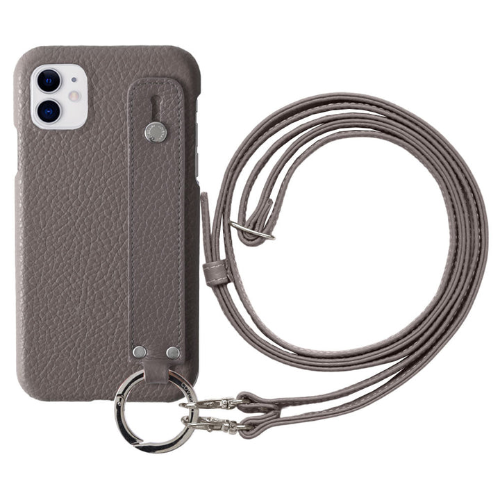 Genuine leather 32 colors Italian shrink leather with hand belt & shoulder strap back case for iPhone series